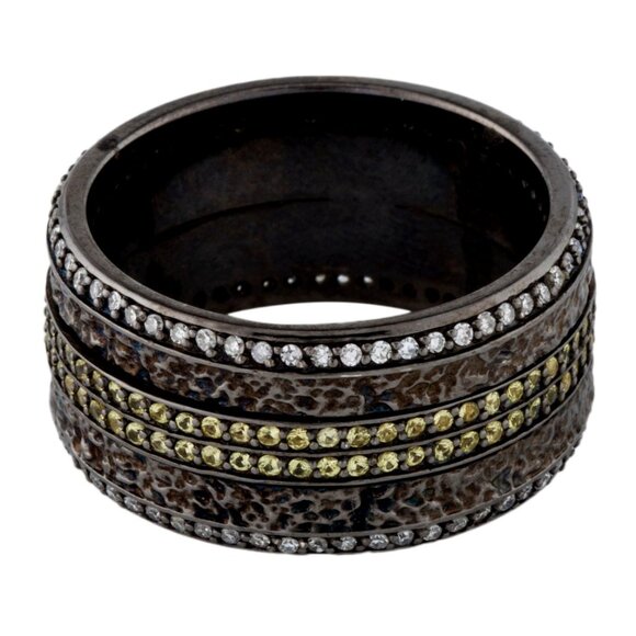 Stephen Webster Other - STEPHEN WEBSTER DIAMOND & YELLOW SAPPHIRE STERLING SS HIGHWAY SPINNER BAND RING